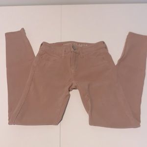 American Eagle Sateen Jeggings 00 Blush Pink RARE